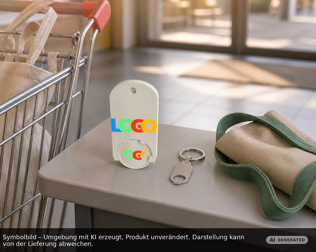 Chip holder with 1€ chip "Alpha" printed as promotional items with logo