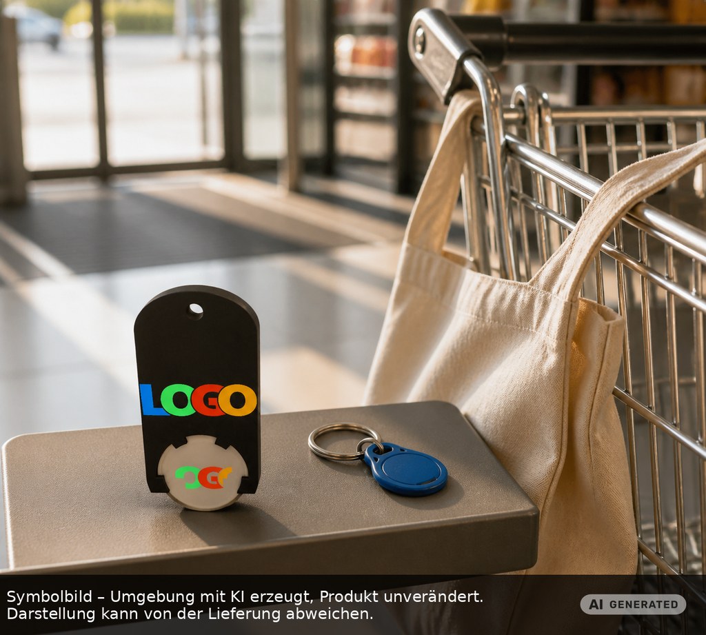 Chiphalter mit 1€-Chip "Alpha" als Werbeartikel mit Logo bedrucken