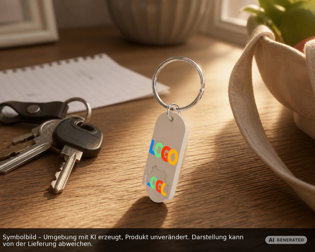 Chip holder with 1€ chip "Alpha" printed as promotional items with logo
