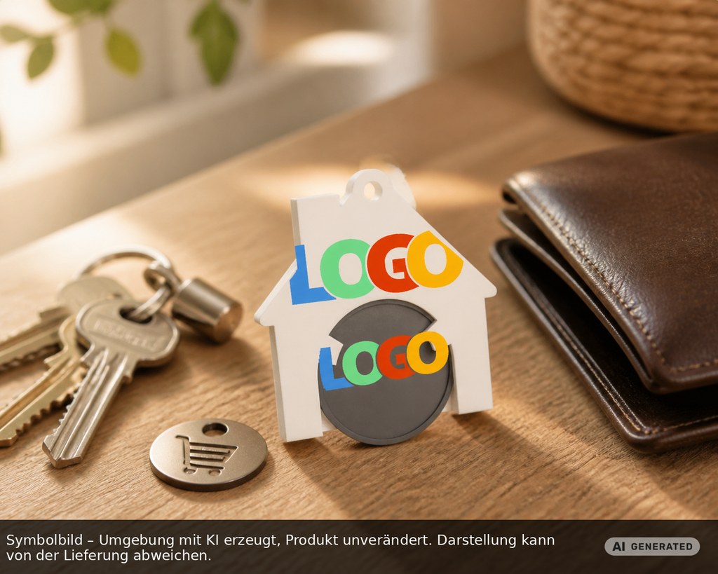 Chiphalter mit 1€-Chip "Haus" als Werbeartikel mit Logo bedrucken