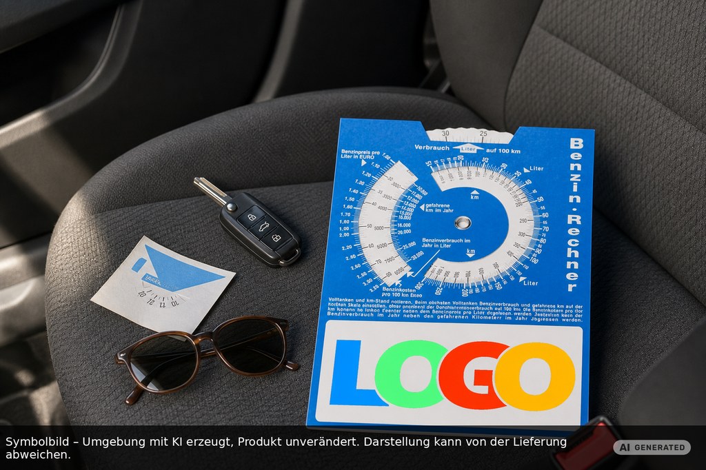 Carton parking disc with petrol calculator printed as promotional items with logo