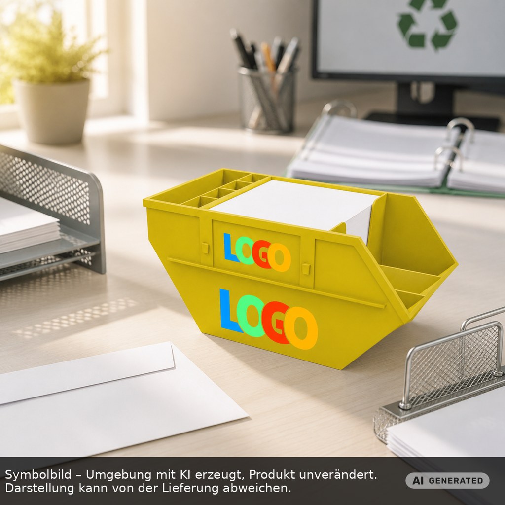 Zettelbox mit Köcher "Container" als Werbeartikel mit Logo bedrucken