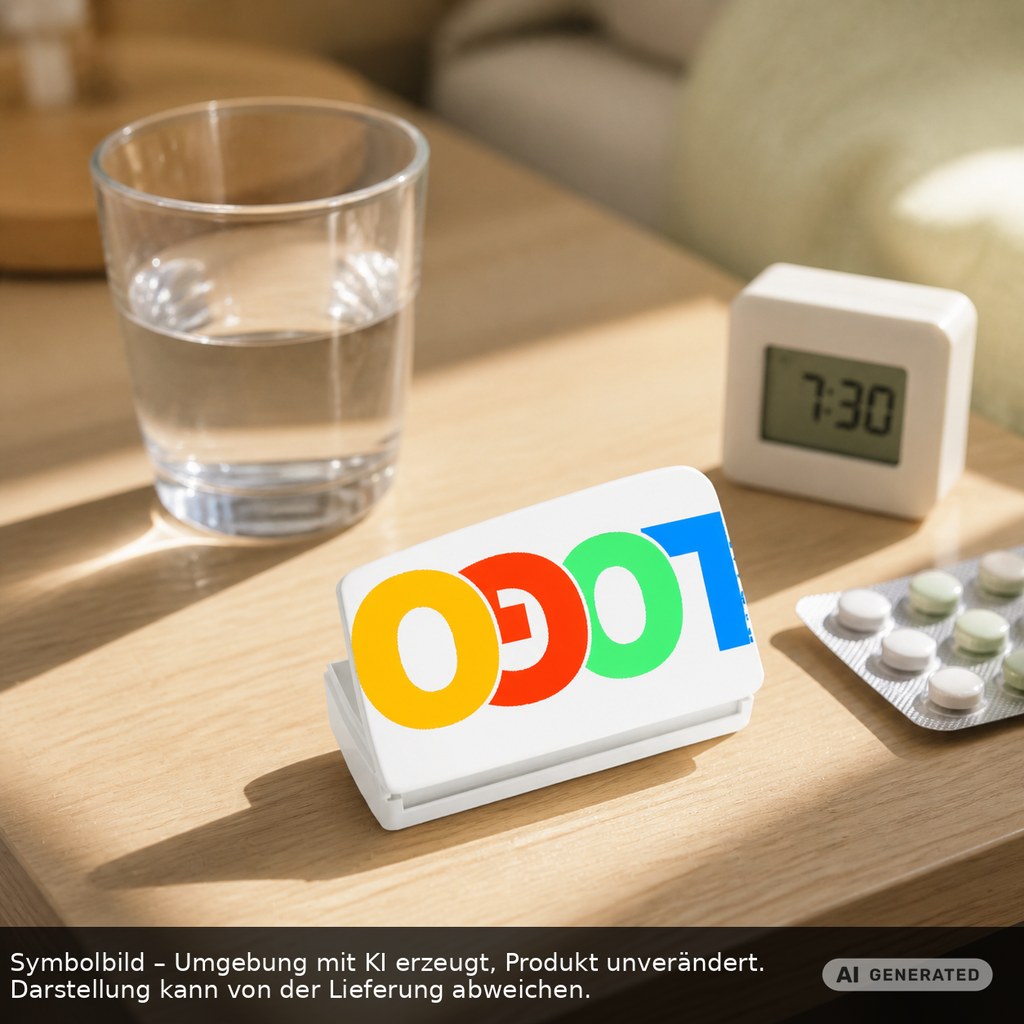Pill box "Alpha" printed as promotional items with logo