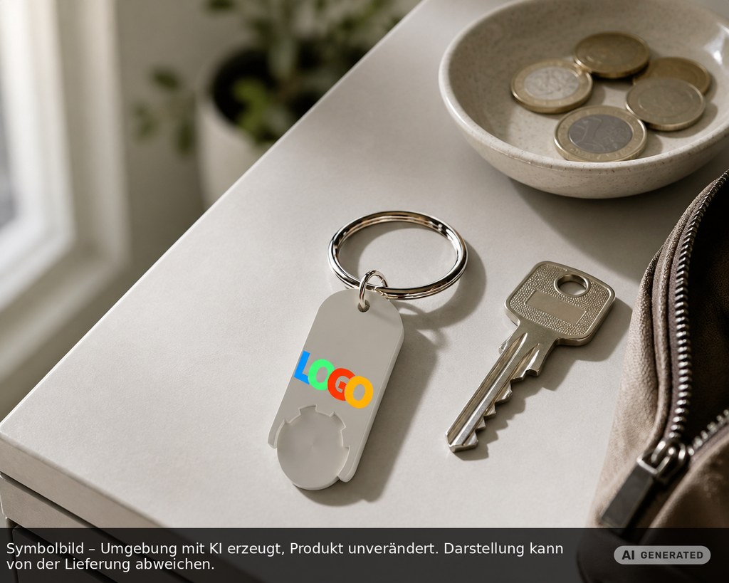 EXPRESS PRINT Chip holder with 1€ chip "Alpha" printed as promotional items with logo